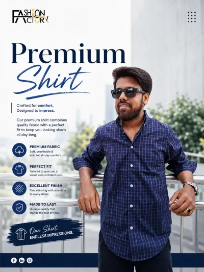 Dark Navy Blue Check Premium Shirt