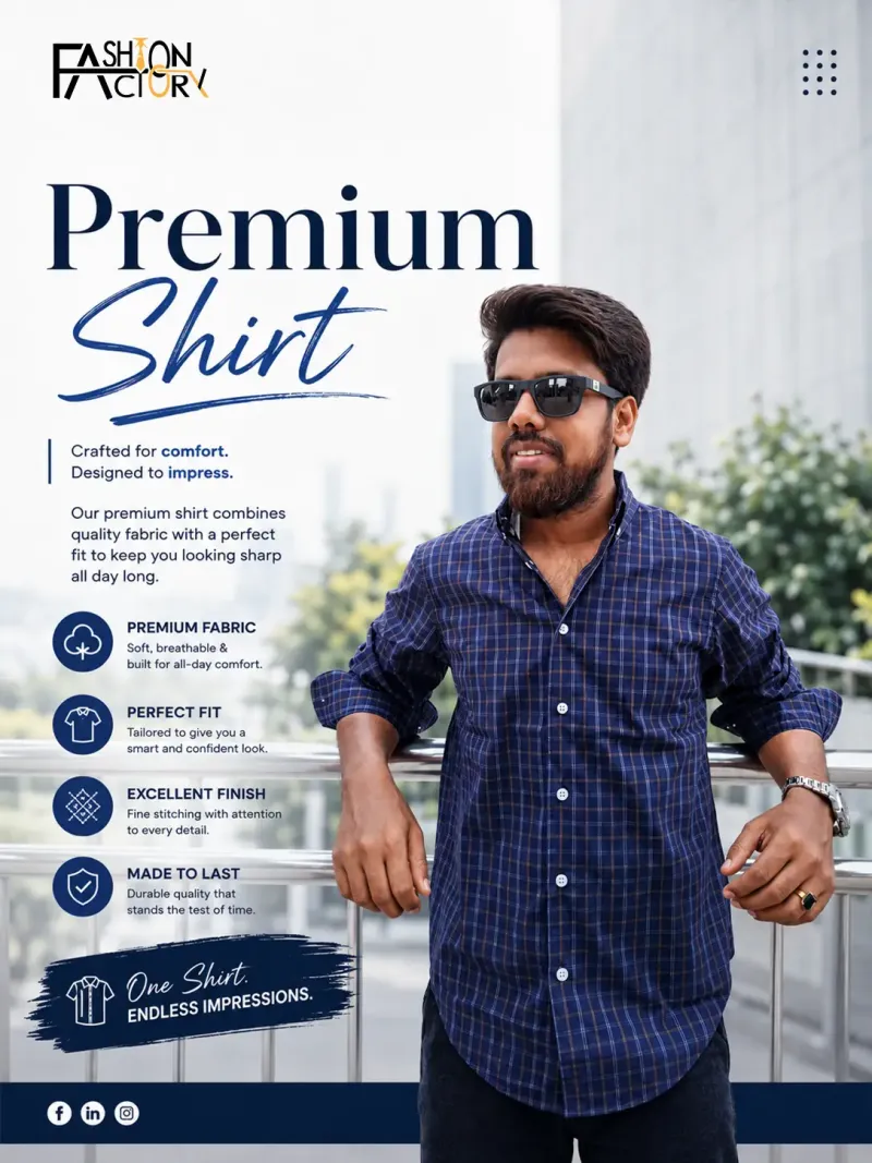 Dark Navy Blue Check Premium Shirt