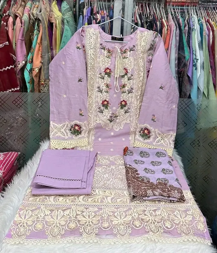 Premium Lilac Embroidered Ladies Dress Set