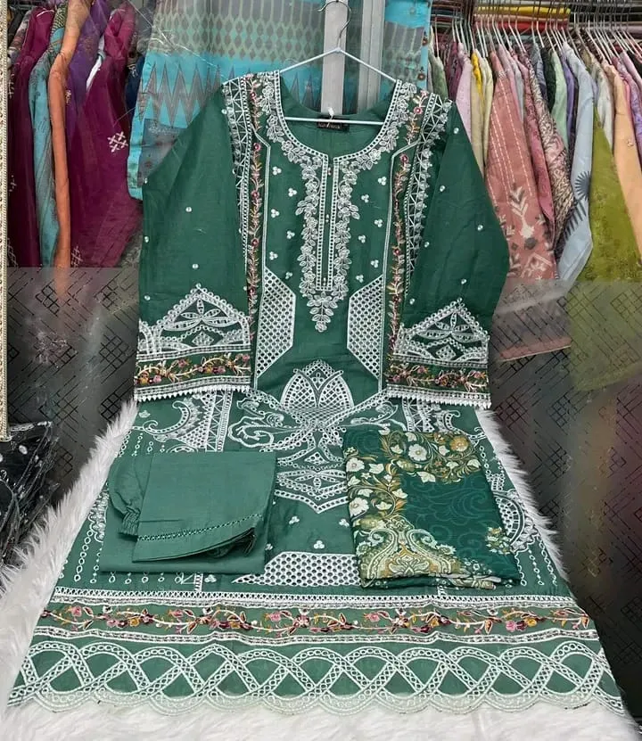 Premium Green Embroidered Ladies Dress Set
