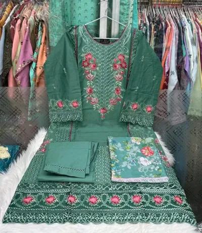 Premium Teal Embroidered Ladies Dress Set