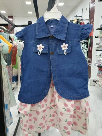 Cute Baby Girl Denim Jacket Dress Set