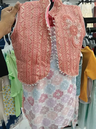 Elegant Peach Designer Girls Dress